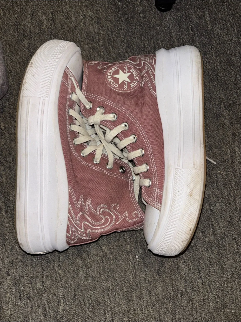Converse Kids High Top Platform Sneakers - Rose Pink & White